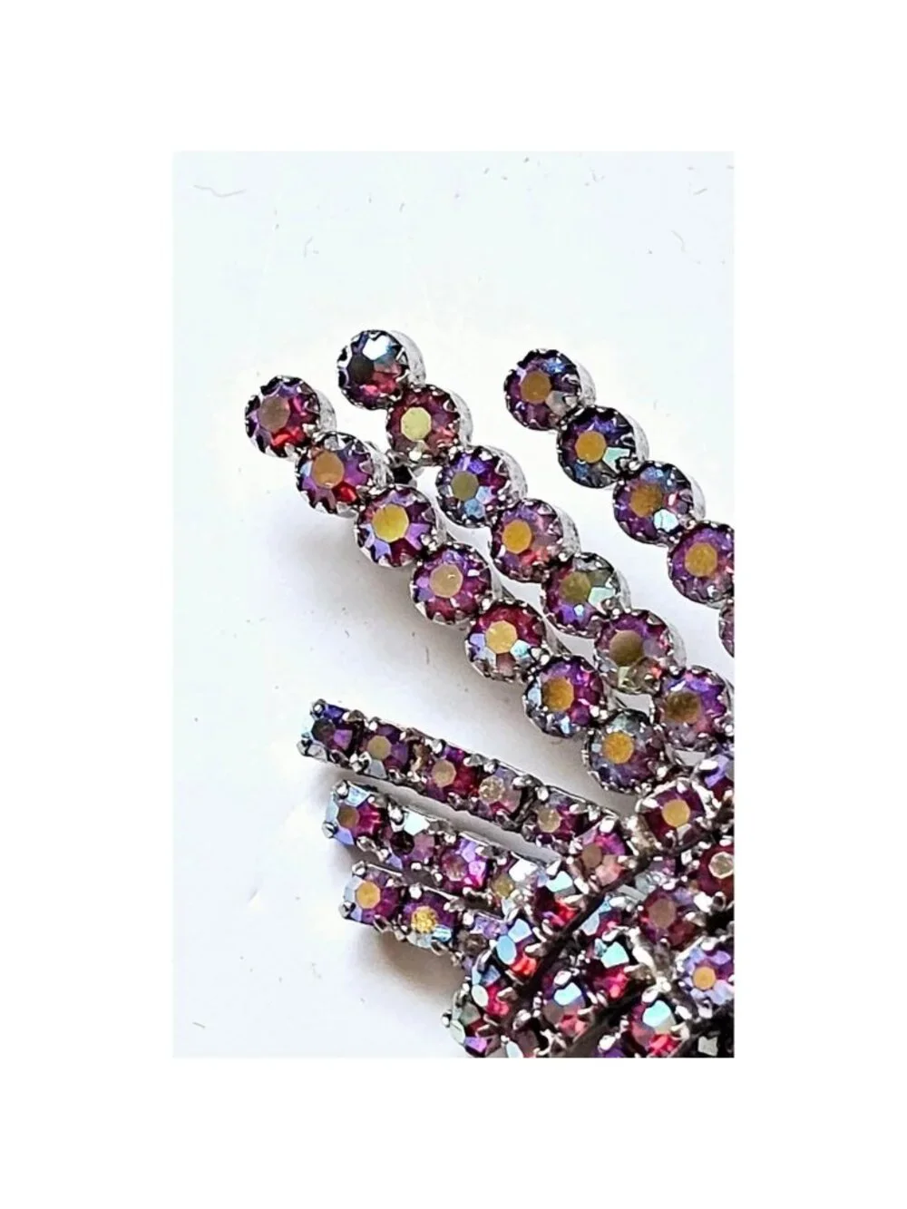 Vintage Pink AB Crystal Brooch and Clip On Earrings by Continental Jewellery